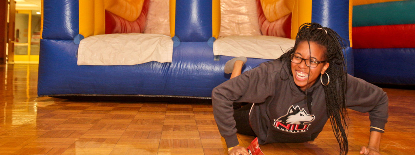 Attendee finishing an obstacle course